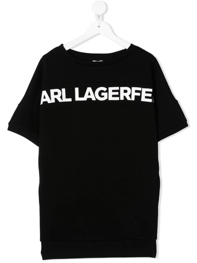 Karl Lagerfeld Kids' Logo-print Sweatshirt Dress In Black