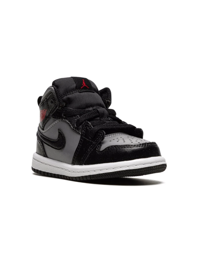 Jordan Kids'  1 Mid Trainers In Black/gym Red-particle Grey