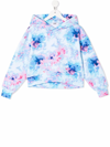 Msgm Kids Hoodie With Logo And Pink And Light Blue Tie Dye Print In Blue