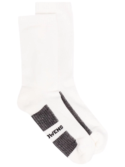 Rick Owens Logo-print Socks In White