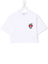 GCDS CHERRY-EMBROIDERED CROPPED T-SHIRT