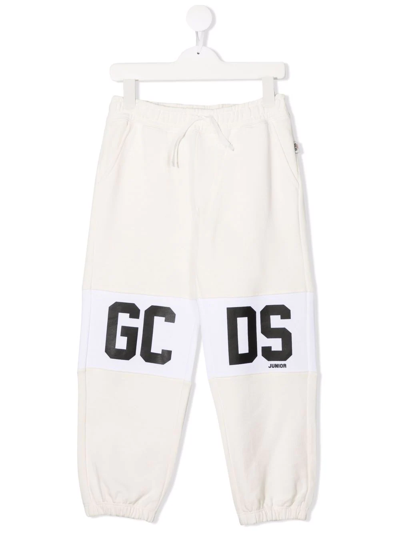 Gcds Kids' Logo-print Track Pants In Neutrals