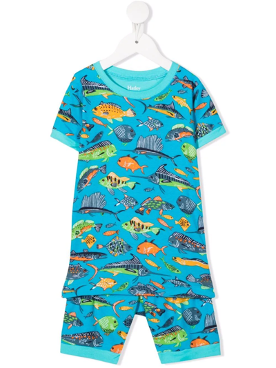Hatley Kids' Ocean-print Short Pyjamas In Blue