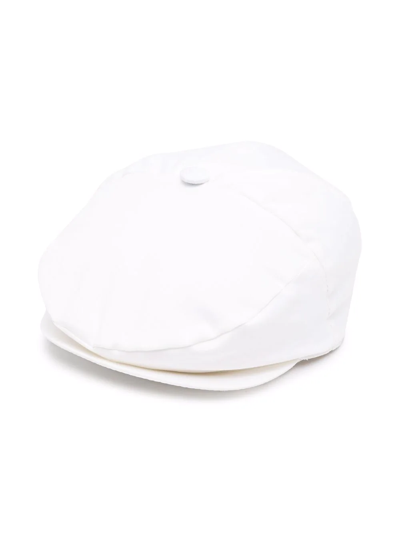 Colorichiari Kids' Elasticated Trim Flat Cap In White