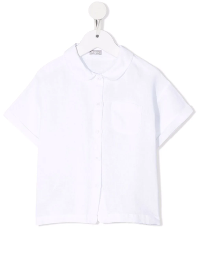 Il Gufo Kids' Short-sleeved Linen Shirt In White