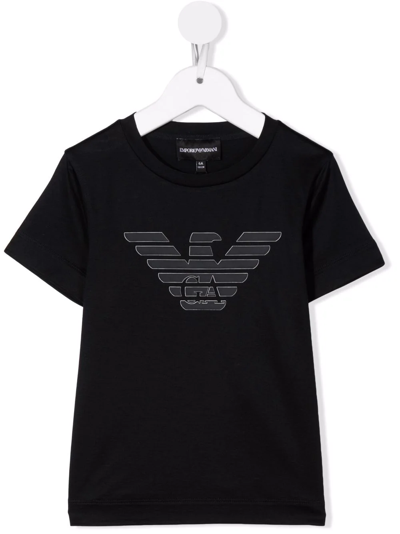 Emporio Armani Kids' Logo Print Short-sleeved T-shirt In Blue