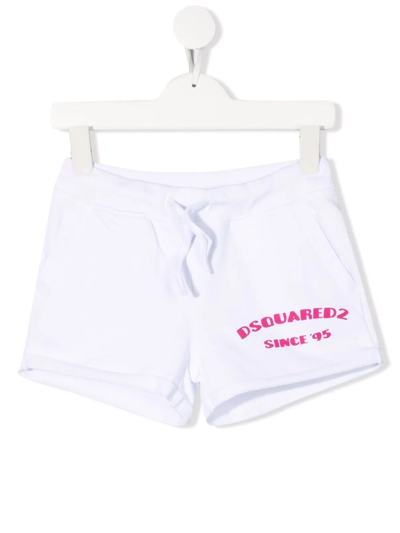 Dsquared2 Teen Logo-print Track Shorts In White