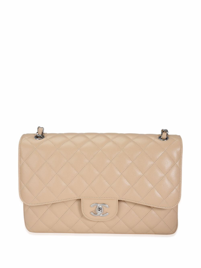 Pre-owned Chanel Jumbo Double Flap Shoulder Bag In Neutrals