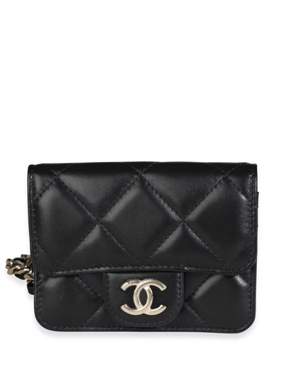 Pre-owned Chanel Cc Diamond-quilted Belt Bag In Black