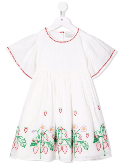Stella Mccartney Kids' Floral-jacquard Smock Dress In White
