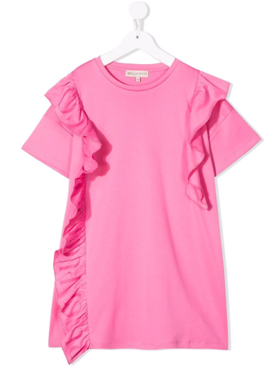 EMILIO PUCCI JUNIOR RUFFLED T-SHIRT DRESS