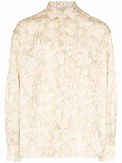 Commas Long Sleeve Roman Print Shirt In Neutrals