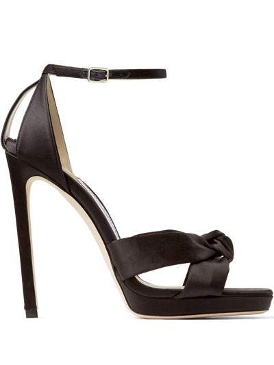 Jimmy Choo Rosie Knot Leather Ankle-strap Sandals In Black