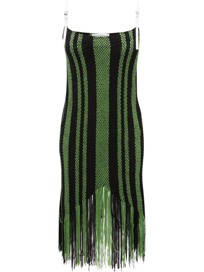 Jw Anderson Green And Black Cotton-blend Dress
