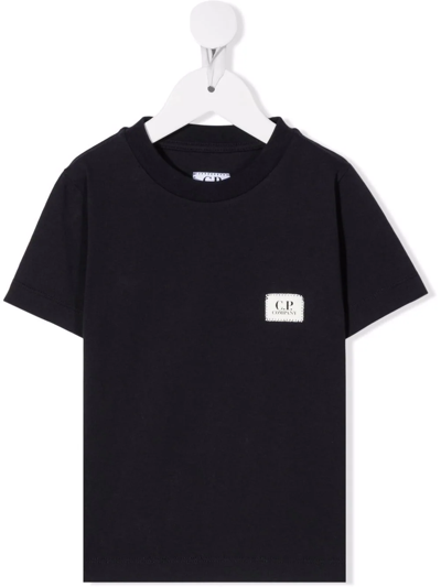 C.p. Company Logo-patch Cotton T-shirt In 黑色