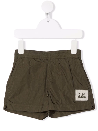 C.p. Company Kids' Logo-patch Swim Shorts In Green