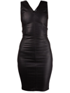 Rick Owens Matte V-neck Fitted Dress In Black