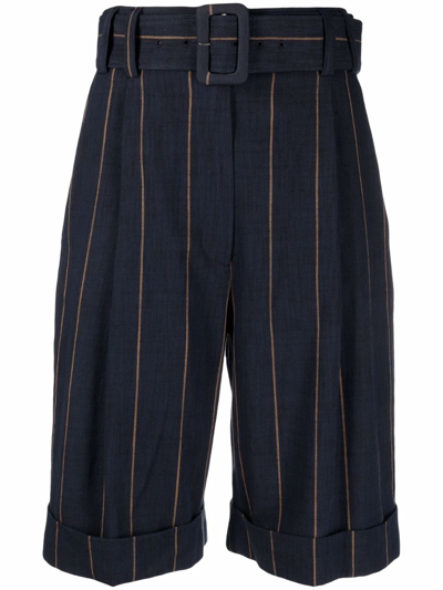 Lardini Cotton Bermuda Shorts With Striped Motif - Atterley In Blue