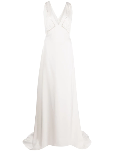 Sachin & Babi Astor Pearl-embellished Gown In White