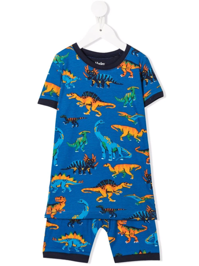 Hatley Kids' Dinosaur-print Short Pyjamas In Blue