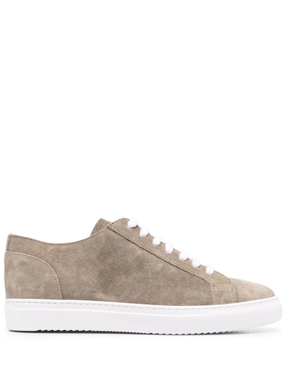Doucal's Suede Low Top Trainers In White