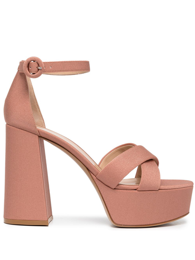 Gianvito Rossi Pink Sheridan 70 Satin Platform Sandals