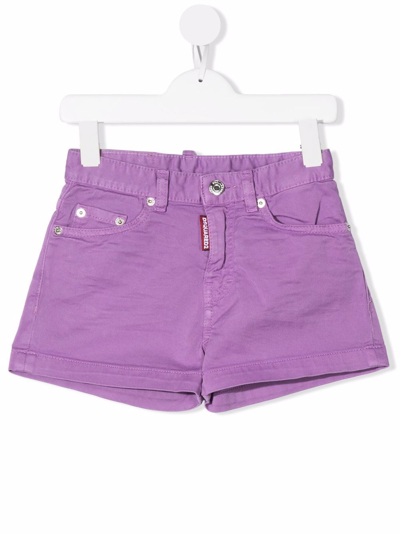 Dsquared2 Kids' Five-pocket Denim Shorts In Purple
