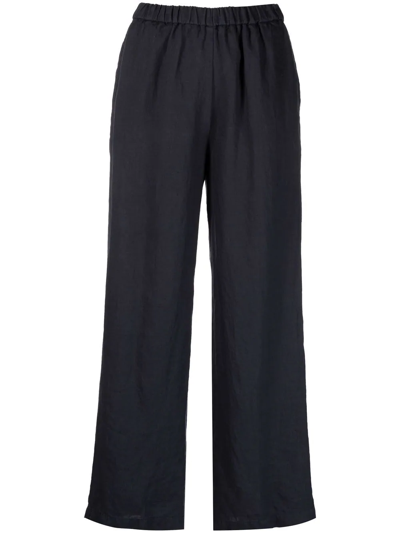 Aspesi Wide-leg Linen Trousers In Blue