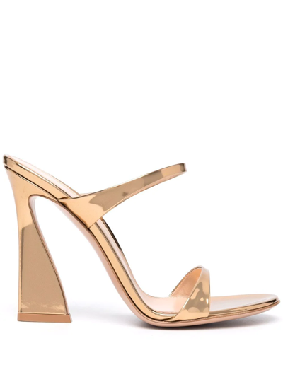 Gianvito Rossi Metallic-effect Leather Sandals In Neutrals