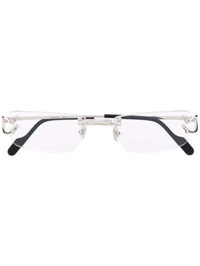 Cartier Rimless Square-frame Glasses In Silver