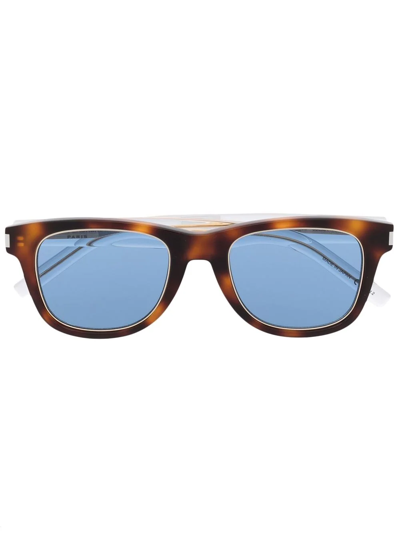 Saint Laurent Tortoiseshell Wayfarer-frame Sunglasses In Brown