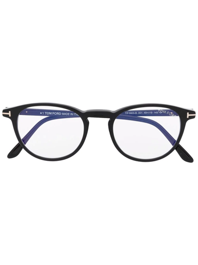 Tom Ford Round-frame Optical Glasses In Black