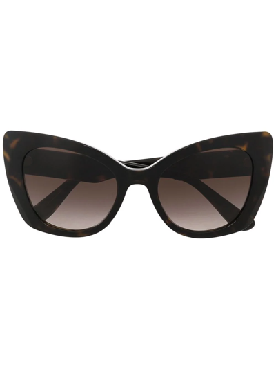 Dolce & Gabbana Logo-embellished Cat-eye Sunglasses In Black