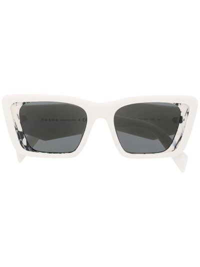 Prada Marbled Square-frame Sunglasses In White