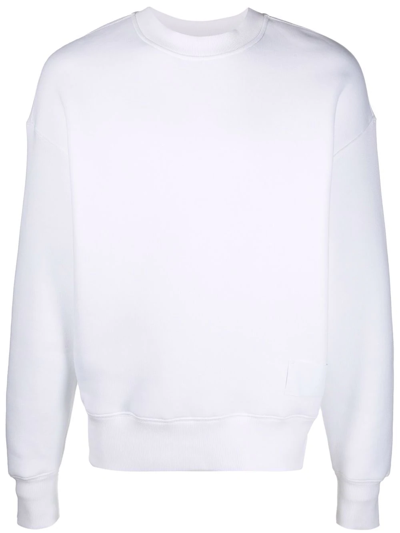 Ami Alexandre Mattiussi Logo-patch Crew-neck Sweatshirt In White