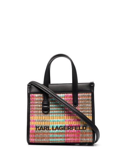 Karl Lagerfeld K/skuare Raffia Small Tote In Pink