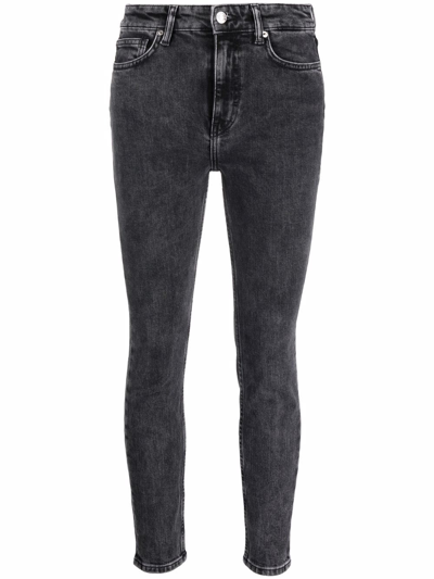 Iro Naam Cropped Faded Mid-rise Skinny Jeans In Black