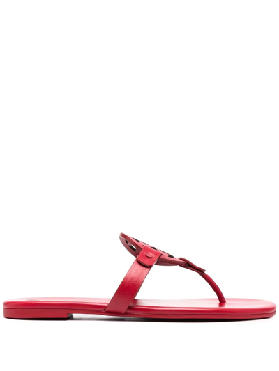 Tory Burch Miller Laser-cut Logo Flip-flops In Red