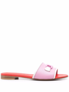 Ferragamo Rhodes Gancini Leather Slide Sandals In Flamingo