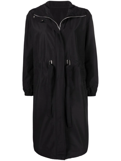 Yves Salomon Oversized Hooded Zip-up Coat In Schwarz