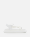 Moncler Catura Womens Leather Ankle Strap Slingback Sandals In White