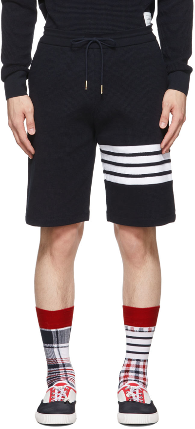 Thom Browne Cotton Loopback Knit Engineered 4-bar Sweat Shorts Navy In Blue