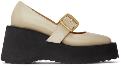 Mm6 Maison Margiela Off-white Mary Jane Wedges In T2007 Vanil