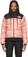 The North Face 1996 Retro Nuptse Hooded Quilted Coated Ripstop Down Jacket In Pink,black