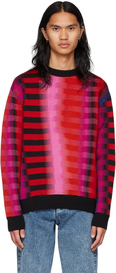 Agr Faded-stripes Crew-neck Jumper In Pink