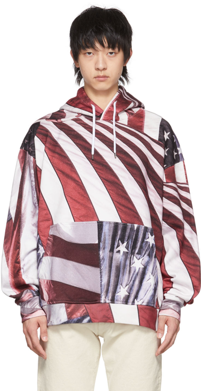 424 American Flag-print Oversized Hoodie In Red