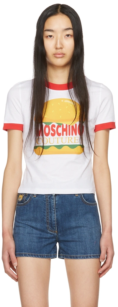 Moschino 印花短款棉质t恤 In White,red,yellow