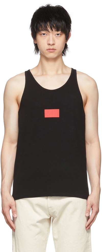 424 Red Logo Ribbed Cotton Tank Top In 黑色