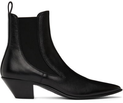 Saint Laurent Graphic Smooth Leather Chelsea Boots In Black