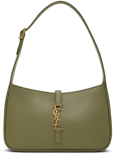 Saint Laurent Le 5 À 7 Leather Shoulder Bag In Green